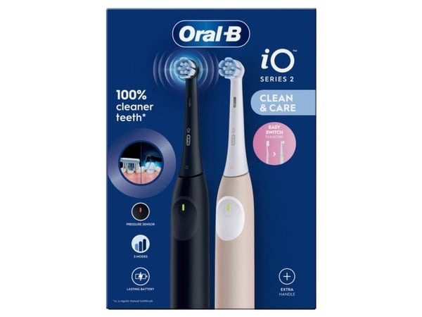 Oral-B iO2 Duo elektrisk tannbørstepar, svart &amp;amp; rosa