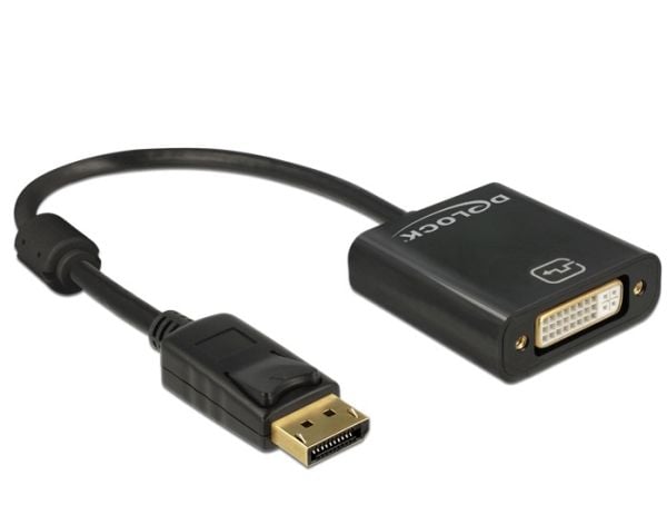 Delock - DisplayPort-adapter - DisplayPort (hann) til DVI-I (hunn) - 20 cm - svart
