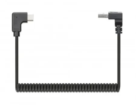 MANHATTAN spiralkabel USB-A til USB-C ladekabel 1m svart