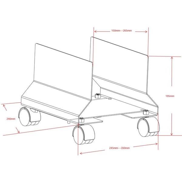 Techly ICA-CS 34, Multimediavogn, Sort, PC, 25 kg, 195 mm, 240 mm