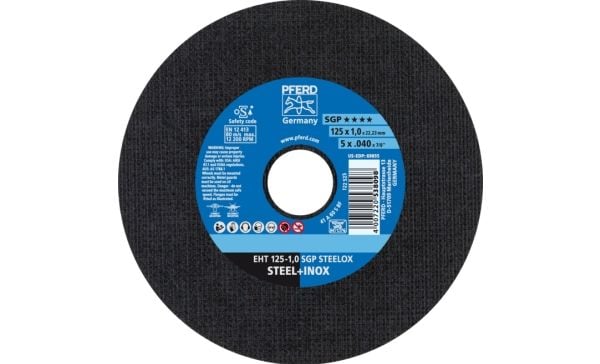PFERD EHT 125-1,0 SGP STEELOX, Stål, Rustfritt stål, PFERD, 2,22 cm, 12,5 cm, 12200 rpm, 25 stk