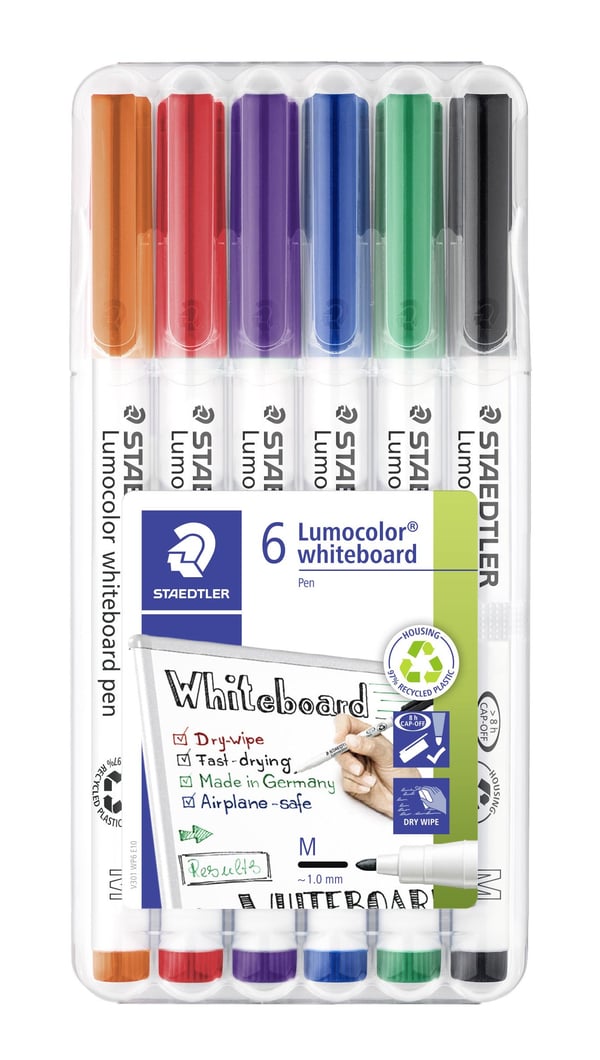 Whiteboardmarker Staedtler Lumocolor rund 1.0 mm med 6 stk. ass. farver
