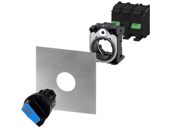 Kytkin valaistusmahdollisuudella 22mm pyöreä muovi musta/sininen kr kynä 3 pos 3SU1002-2BP50-0AA0
