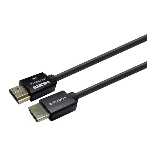 VivoLink Pro - High Speed - HDMI-kabel med Ethernet - HDMI hann rett til HDMI hann rett - 5 m - svart - 4K 60Hz støtte, supersmal, 2K 60Hz støtte