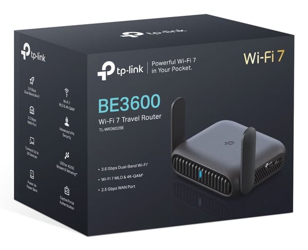 TP-Link TL-WR3602BE matkareititin BE3600 Wi-Fi 7 2.5GbE WAN 1GbE LAN