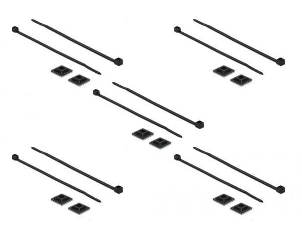 Delock-kiinnitysalusta 20 x 20 mm kaapelisiteellä L 200 x L 2,5 mm musta