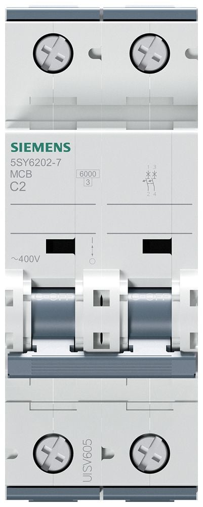 Siemens 5SY62027 5SY6202-7 Ledningssikkerikkerhedsafbryder 2 A 230 V, 400 V