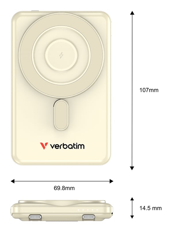 Verbatim Charge 'n' Go - Trådløs nødlader - magnetisk, to kabler - 5000 mAh - 38.5 Wh - 20 watt - 2.4 A - PD 3.0, Fast Charge, Apple 2.4A, QC 3.0 -...