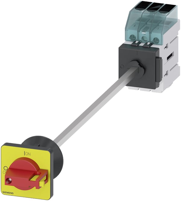 Siemens lastbryter, rød, gul, 3-polet, 16 mm², 63 A, 690 V/AC, 3LD34400TK13, 3P, IP65, 60 mm, 68 mm, 83 mm, 420 mm
