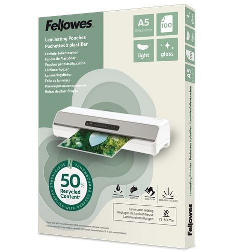 Fellowes - 100-pack - glanset - lamineringspunger