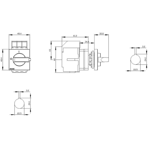 Lastfrånskiljare svart 3-polig 16 mm² 16 A 690 V/AC Siemens 3LD30500TK11