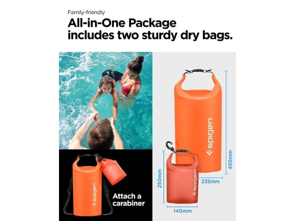 Spigen AquaShield WaterProof Dry Bag + A630, Backpacking, Strandaktiviteter, Camping, Canoeing, Kayaking, Vannsportsaktiviteter, Universell, Oransj...