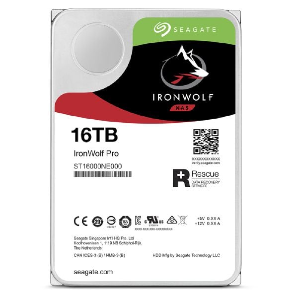 Seagate IronWolf Pro ST16000NT001 hårddisk 16 TB 3,5" SATA 6Gb/s 7200 rpm