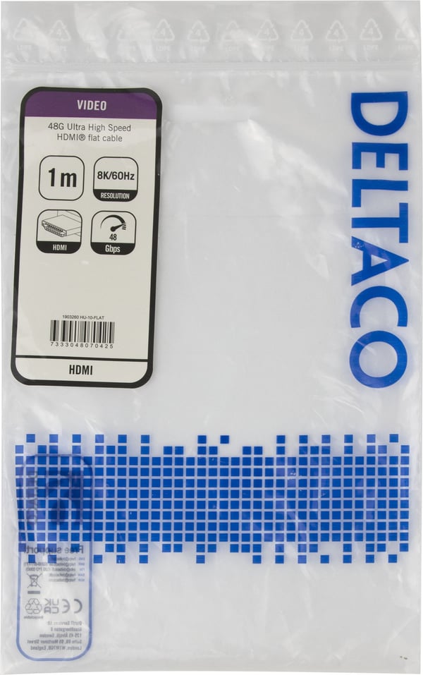 DELTACO - Ultra High Speed - HDMI-kabel - HDMI hann til HDMI hann - 1 m - svart - 4K 120 Hz støtte, 8 K 60 Hz (7680 x 4320) støtte