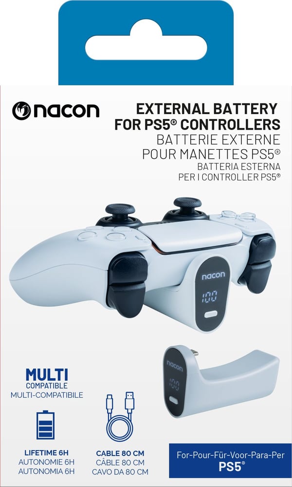 NACON External Battery, PlayStation 5, Spillkontrollerbatteri, Hvit, Sony, 2000 mAh, 5 V
