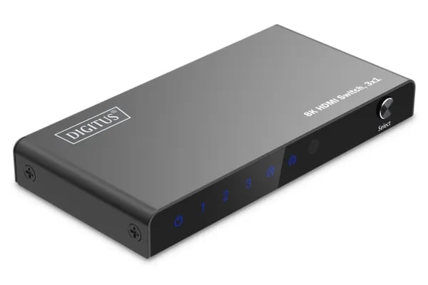 DIGITUS - Video-/audiokytkin - 8K, 3x1 - 4 x HDMI - pöytätietokoneet