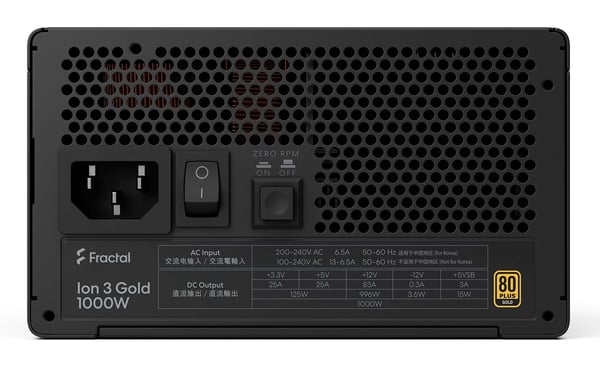 Fractal Design Ion 3 Gold 1000W, 1000 W, 100 - 240 V, Aktiivinen, 45%, Ylivirta, Yliteho, Ylijännite, Oikosulku, Alijännite, 24-pin ATX