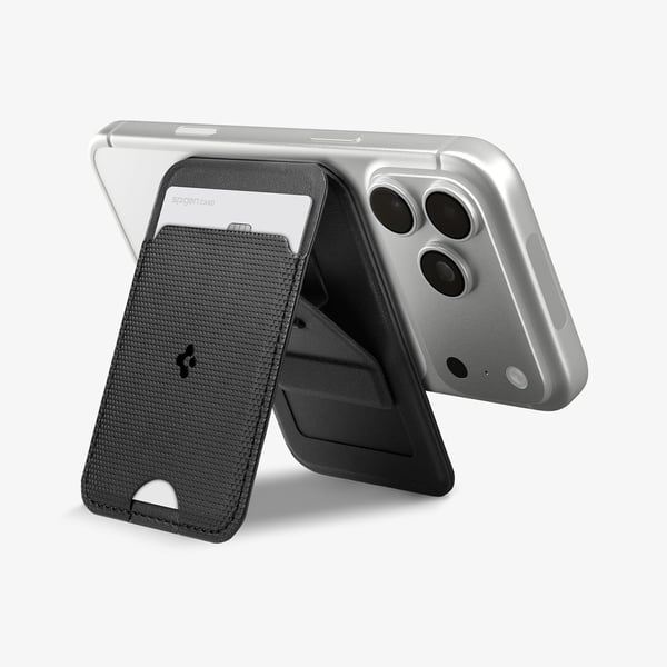 Spigen Slim Fold (Mag Fit) S314-3, Kortinpidin, musta, PU nahka, Apple, 1 kpl