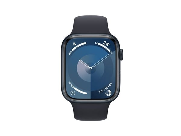 Apple Watch Series 9 (GPS + Cellular) - 45 mm - midnattsaluminium - smart klocka med sportband - fluoroelastomer - midnatt - bandstorlek: M/L - 64 ...