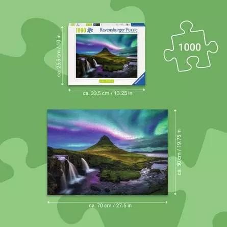Dėlionė Ravensburger-palapeli 1000 palaa: Aurora Kirkjufellin yllä