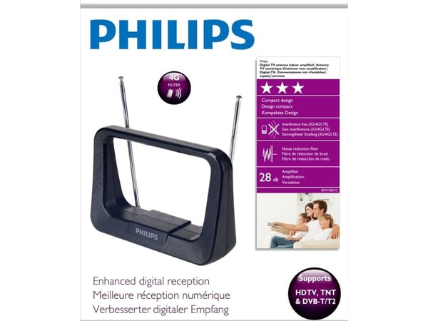 Philips SDV1226/12, Svart, 1,8 m, FM, UHF, VHF, 1 styck, 28 dB