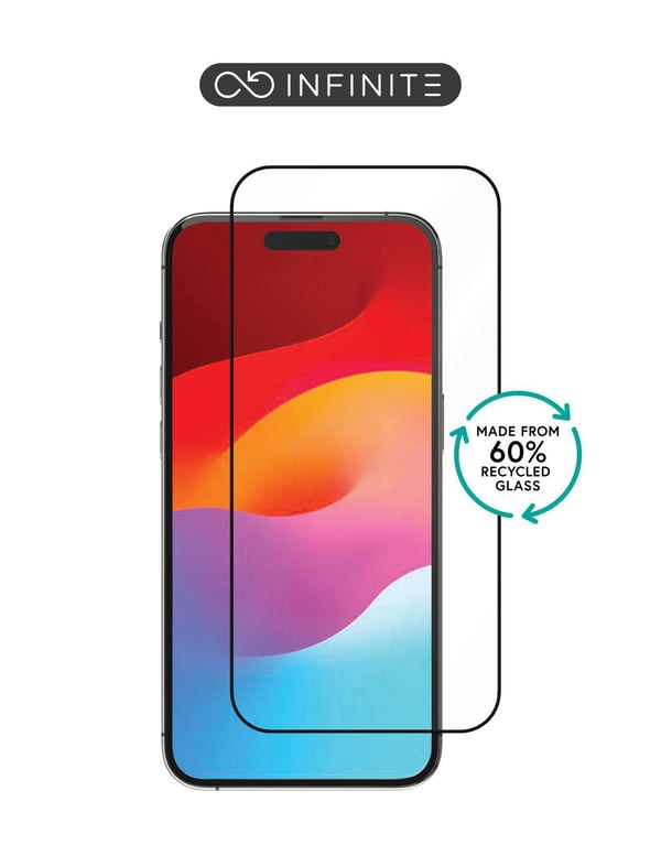 eSTUFF INFINITE Titan Shield - Skärmskydd för mobiltelefon - helt fodral - glas - ramfärg svart - för Apple iPhone 15