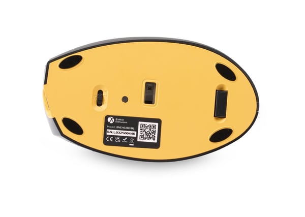 BakkerElkhuizen Handshake, Vasenkätinen, Vaakasuuntainen muotoilu, Optinen, RF Wireless + Bluetooth + USB Type-C, 6400 DPI, Musta, Harmaa