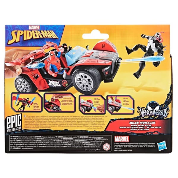 Hasbro Spider-Man Morales Speed Racer -leluauto + 10 cm:n hahmo