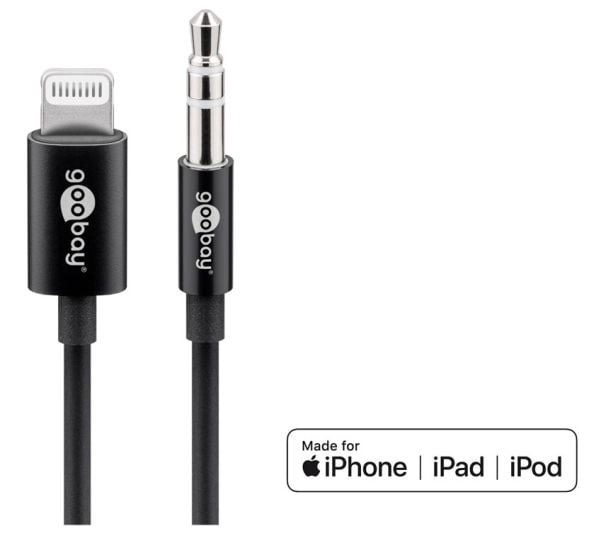 Goobay 66805, 1 m, Lightning, 3.5mm, Hankjønn, Hankjønn, Svart