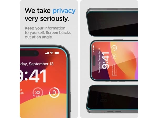 Spigen Glas.tR EZ Fit Privacy herdet glass til iPhone 15 Plus