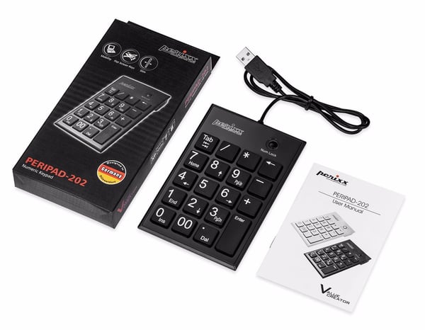 Perixx PERIPAD-202U, USB, universell, 0,07 m, svart