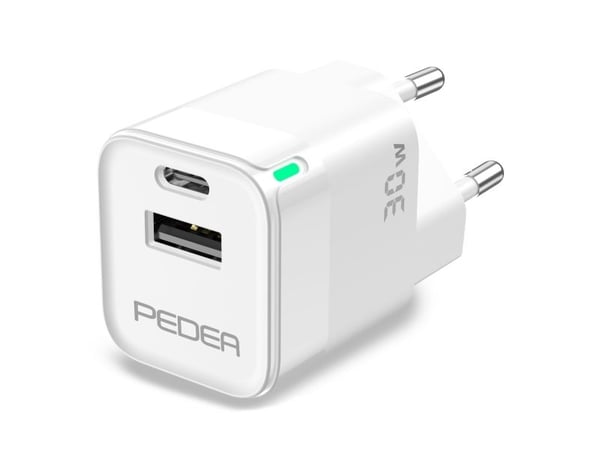 PEDEA Mini hurtiglader "Dual" 30W 1xC, 1xA, hvit (60040106)