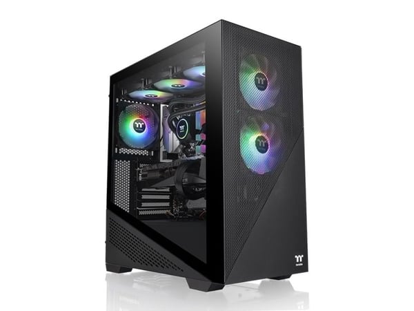 Thermaltake Divider 370 TG ARGB - Mid tower - utökad ATX - genomskinlig sidopanel (härdat glas) - ingen strömförsörjning (PS/2) - svart - USB/ljud