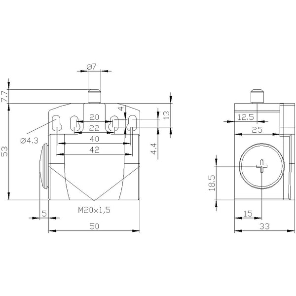 Siemens 3SE52420FC05 3SE5242-0FC05 Asentokytkin 6 A, kuparinen iskuri, tefloninen iskuri, IP66, IP67, 1 kpl, muovi, IP66, IP67, 43 mm, 67 mm, 118 m...