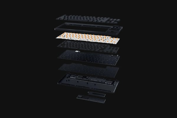 Razer BlackWidow V4 Low-Profile Tenkeyless HyperSpeed, Kabel & Trådlös, USB + RF Wireless + Bluetooth, Mekaniska tangentbrytare, QWERTY, RGB LED, S...