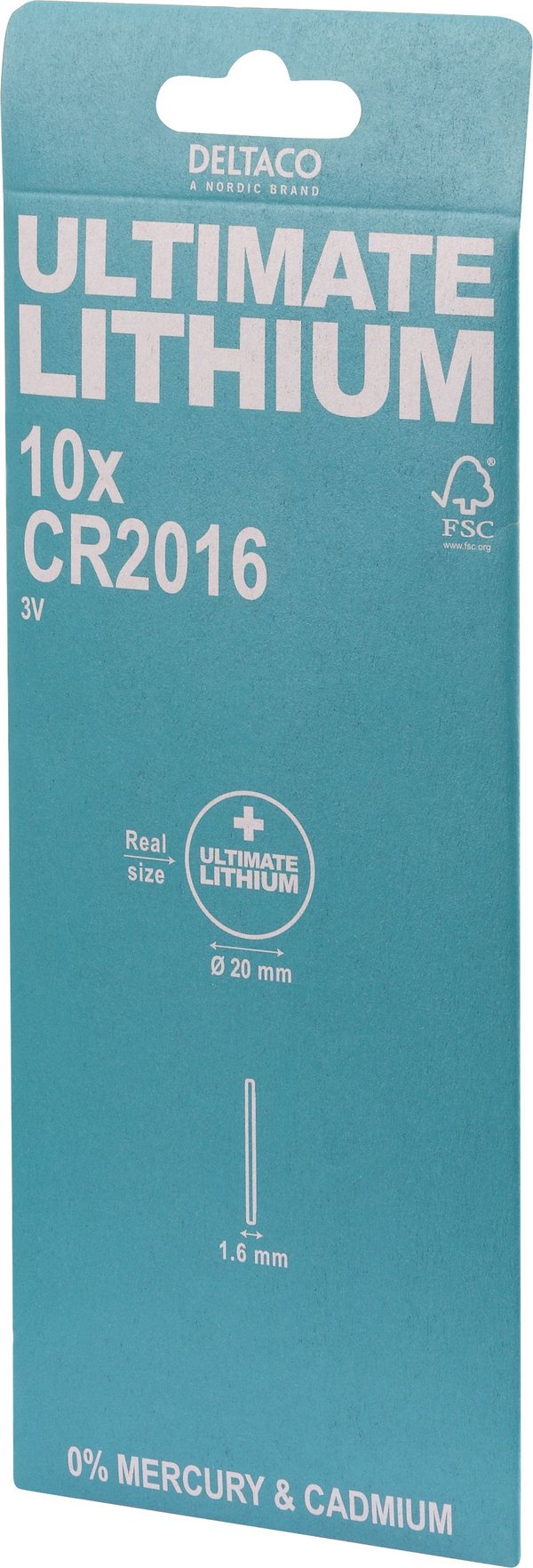 DELTACO Ultimate - Batteri 10 x CR2016 - Li