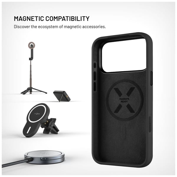 Fixed MagFlow - Baksidedeksel for mobiltelefon - MagSafe-samsvar - væskesilikon - svart - for Apple iPhone 17 Pro Max