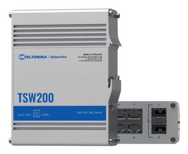 Teltonika TSW200, Hallitsematon, Gigabit Ethernet (10/100/1000), Power over Ethernet -tuki, Seinäkiinnitteinen
