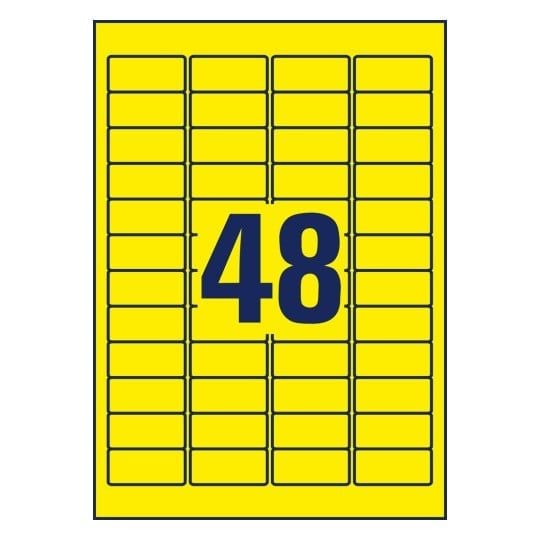 Avery L6041 - Gul - 21.2 x 45.7 mm 960 stk (20 ark x 48) merkelapper