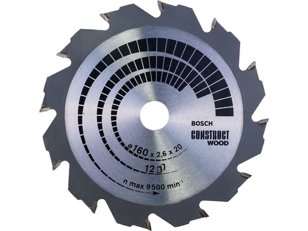 Bosch RUNDSAVKL.CONSTRUCT 160X2,6X20/16 MM 12T 12T