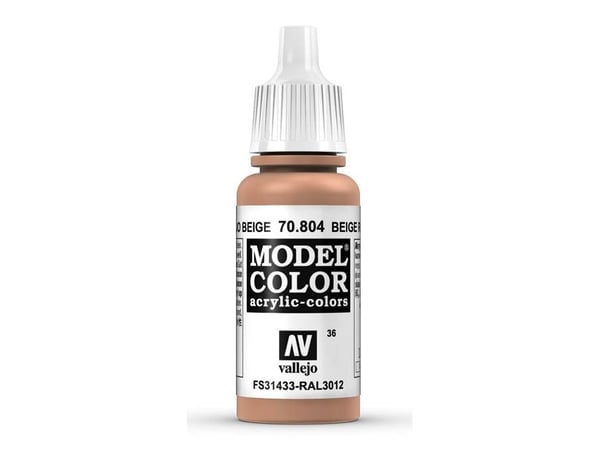 Vallejo 70.804, 17 ml, Beige, Rød, Matta, Flaske