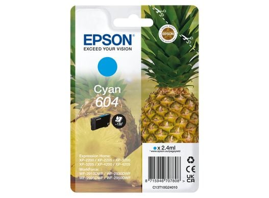 Epson Singlepack Cyan 604 Ink, Perusvärintuotto, Syaani, 2,4 ml, 1 kpl, 130 sivua, Kertapakkaus