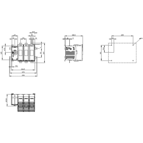 3-napainen 250 A 8 sulkemista, 8 avaamista 690 V/AC Siemens 3KF33250LF11