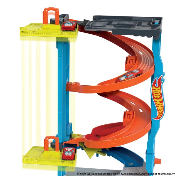 Hot Wheels City HKX43 bilbana med förvandlande racetorn, 1 bil