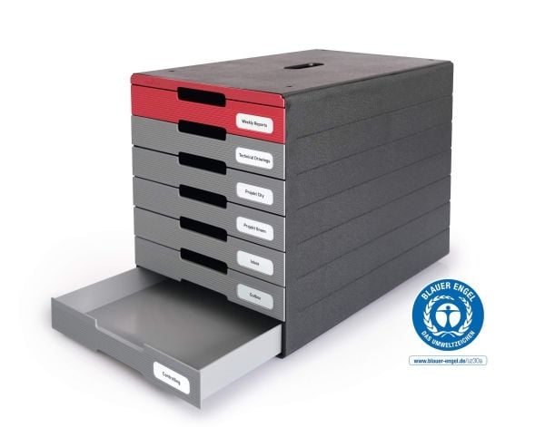 Durable IDEALBOX PRO 7, Plast, Grå, Rød, A4, A4, 7 skuffer, 250 mm