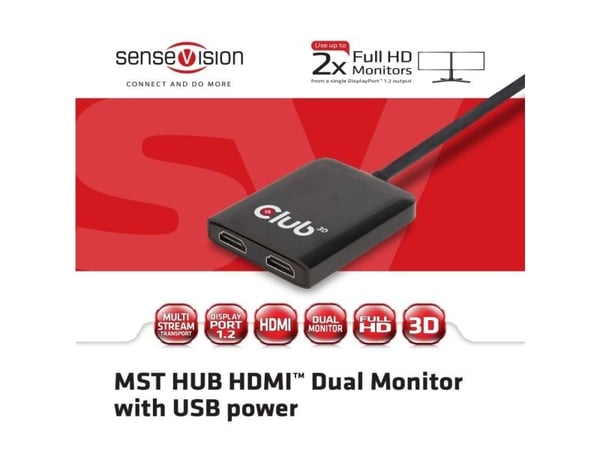 Club 3D CSV-6200H MST-keskitin, DisplayPort 1.2 - 2x HDMI
