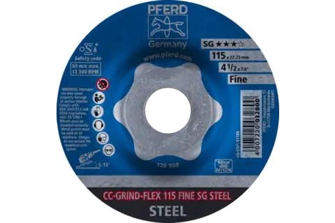 PFERD CC-GRIND grinding discs FLEX SG STEEL, 11,5 cm, 10 kpl