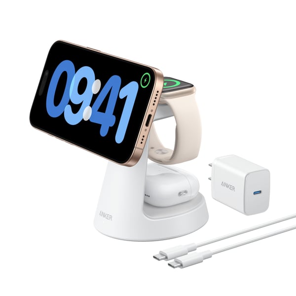 Anker MagGo, inomhus, USB, Trådlös laddning, Vit