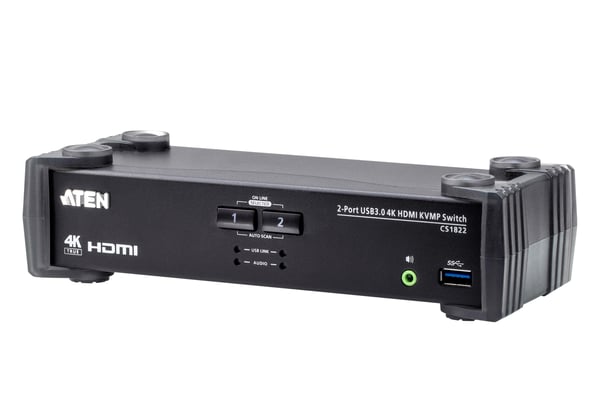 ATEN CS1822 KVMP Switch - KVM / lyd / USB-svitsj - 2 x KVM/lyd/USB - 1 lokalbruker - stasjonær