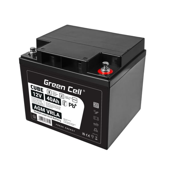 Green Cell AGM12V40AH-J, 12 V, 40 ah, 1 kpl, 5 vuosi/vuosia, Musta, Sealed Lead Acid (VRLA)